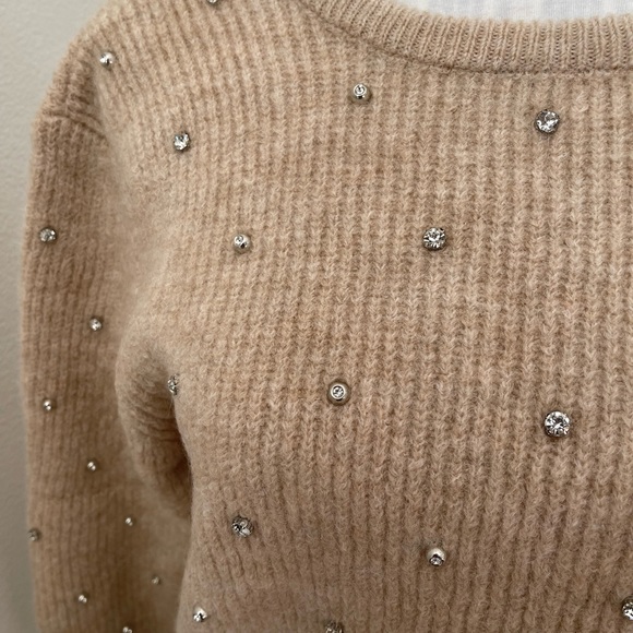 Wool mix sweater with crystals. Open back sweater. NWT - Picture 6 of 9